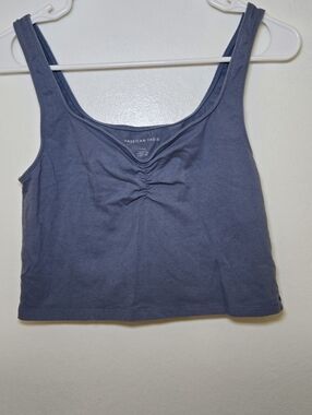 American Eagle Crop Tank Top Womens Large Dusty Denim Blue